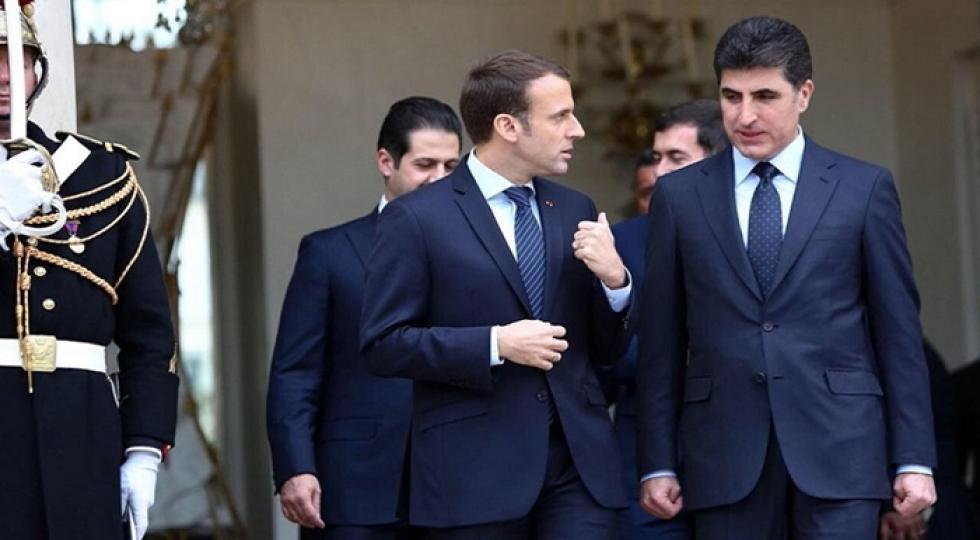 رئیس اقلیم کردستان با رئیس جمهور فرانسه دیدار و گفت وگو می کند
