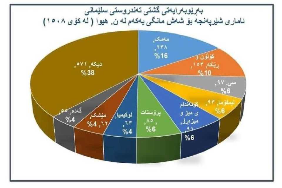 ئاماری توشبووی نوێ بە شێرپەنجە لەشەش مانگی ڕابردوو لەنەخۆشخانەی هیوا 