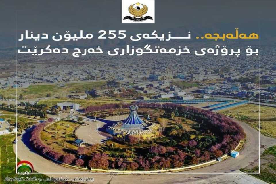 نزیكەی 255 ملیۆن دینار بۆ پرۆژەی خزمەتگوزاری لە هەڵەبجە خەرج دەكرێت