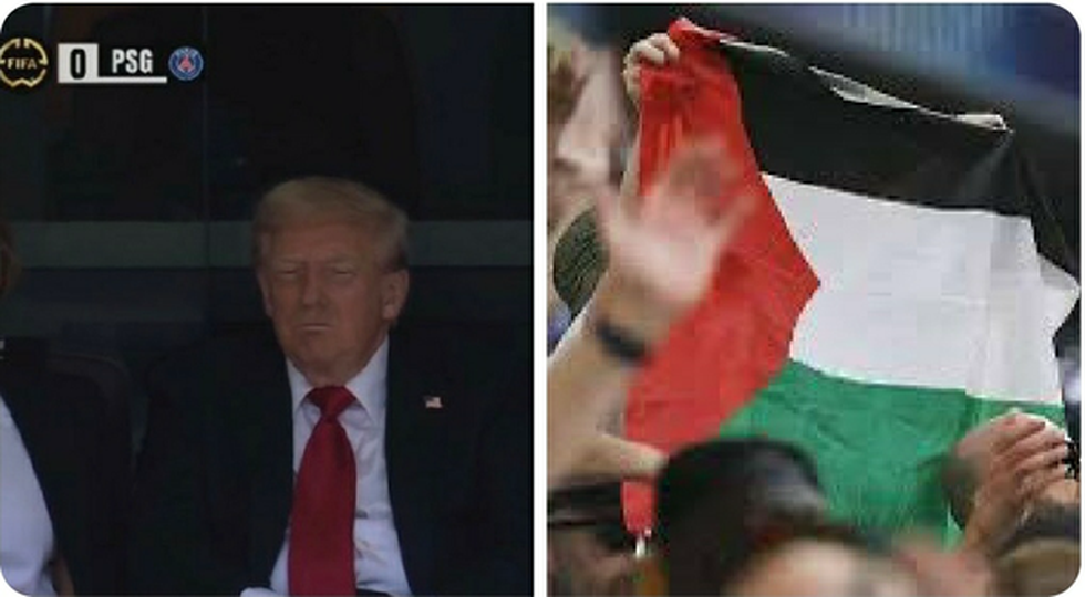ئاڵای فەلەستین نمایشی تۆپی پێی ترەمپ ی تێکدا